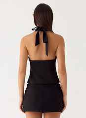 Rushing Around Halter Top - Black