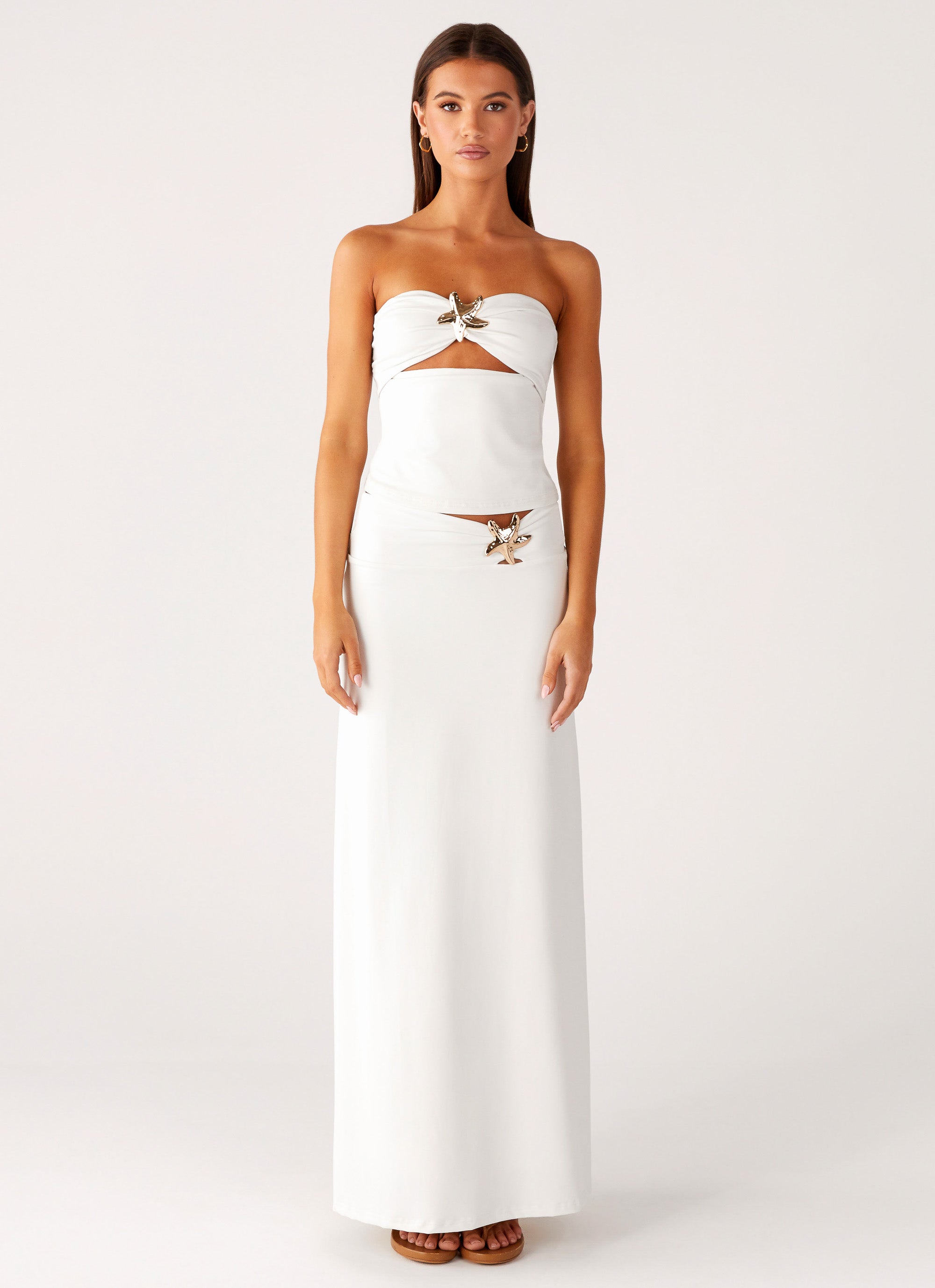 Shoreline Glow Strapless Top - Off White